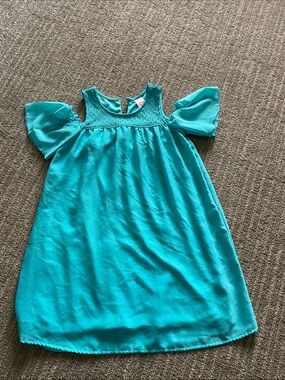wonder nation Teal Cold-Shoulder Girls Dress